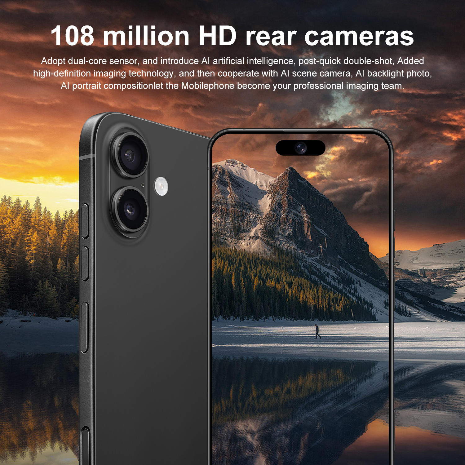 I16 Plus Mobile Phone 7.3-inch HD,Android 14 ,Snapdragon 8 Gen 3 CPU,16GB+1TB ,72MP+108MP Camera Pixels, 8000mAh Battery 5G Dual-Sim Card
