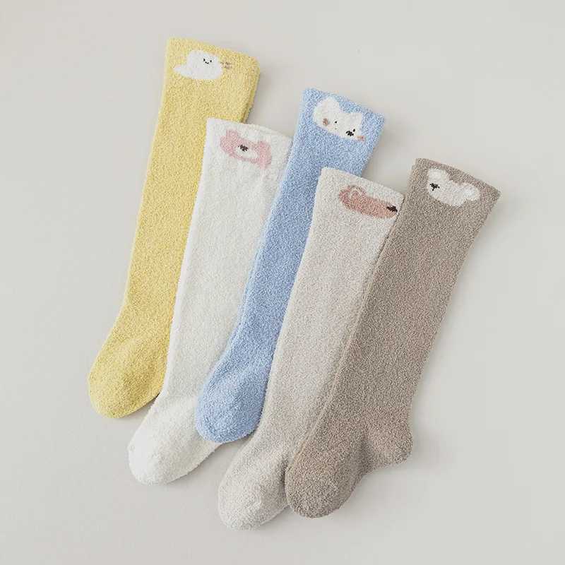 Cute Baby Long Stockings Coral Velvet Socks 6-36M Boys Girls Toddler Over Knee Sock Winter Warm Kids Footwear Leg Protectors G251124