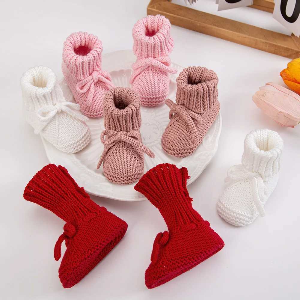 1Pair Newborn Knitted Baby Knee-Length Socks 0-12M Bows Princess Girls Stockings Autumn Winter Handmade Ankle Sock Infant Ch G251124