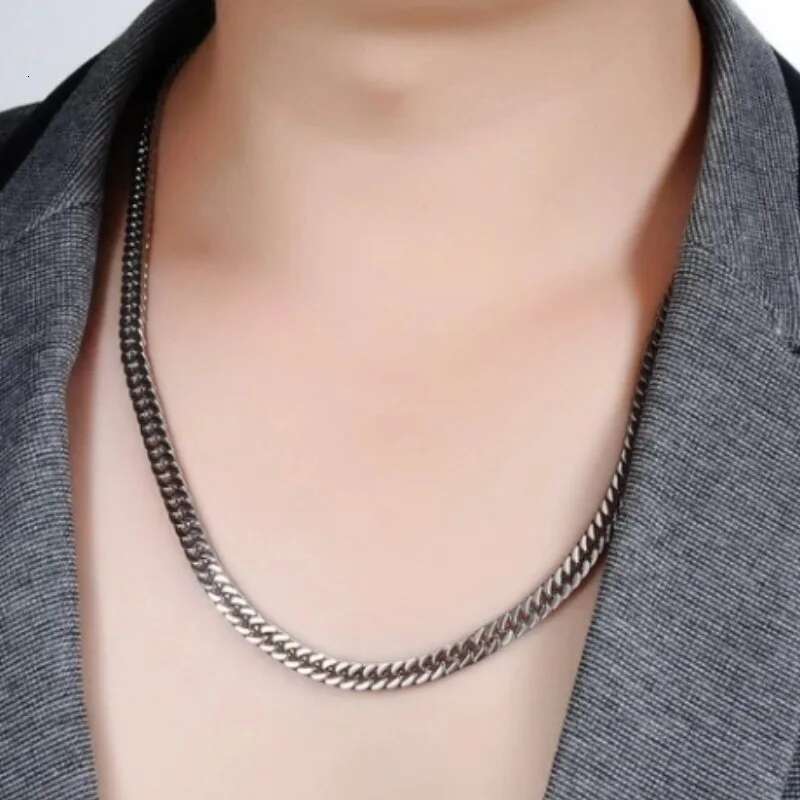 HNSP Stainless Steel Cuban Chain Necklace For Men Punk Neck Chains Male Jewelry Accessories 8mm-14mm Thick