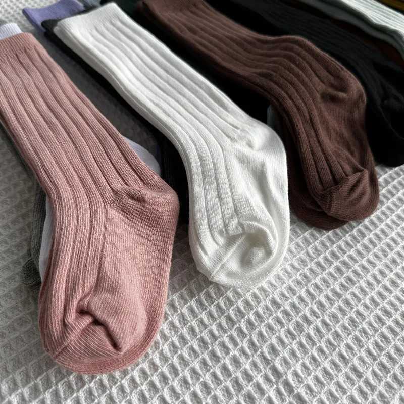 New Solid Baby Boys Girls Knee High Long Socks Cotton Breathable Stripe Soft Kids Sock Children School Uniform Stripe Socks G251124