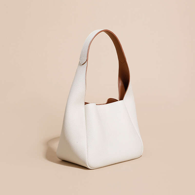 Genuine leather top layer cowhide bucket high-end single shoulder Guangzhou armpit bag, vegetable basket women's bag