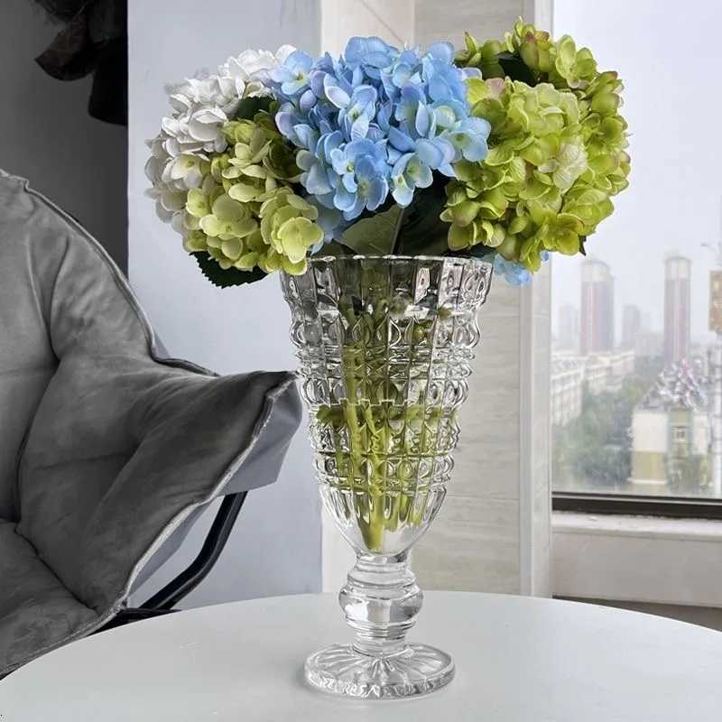 French Retro Light Luxury Transparent High Foot Vase C251124