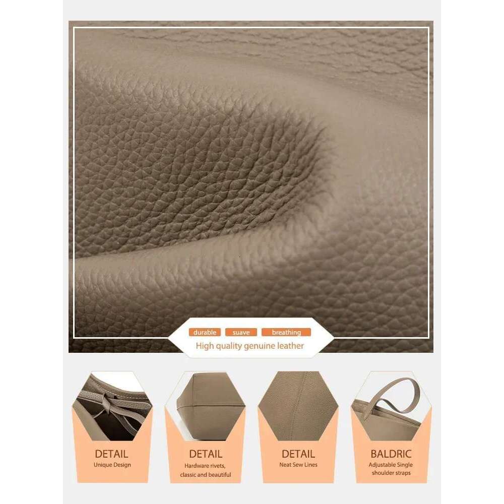 Designer Bag Zency Cowhide Leather Large Tote Bag For Women High Capacity Bucket Leisure String Composite Bags Trendy