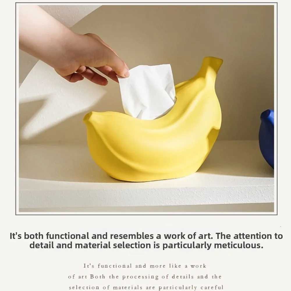 Creative Ceramics Banana Tissue Box Exquisite Modern Stylish Napkin Storage Box Household Facial Paper Organizer BedroomM251124