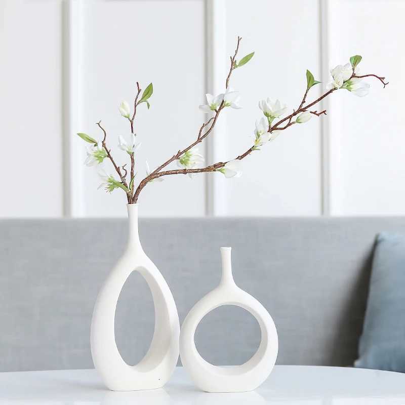 Simple Nordic Ceramic Flower Vase Home Table Decor Flower Pot Arrangement Garden Desk Creative Ornament Dried Flower Vase C251124