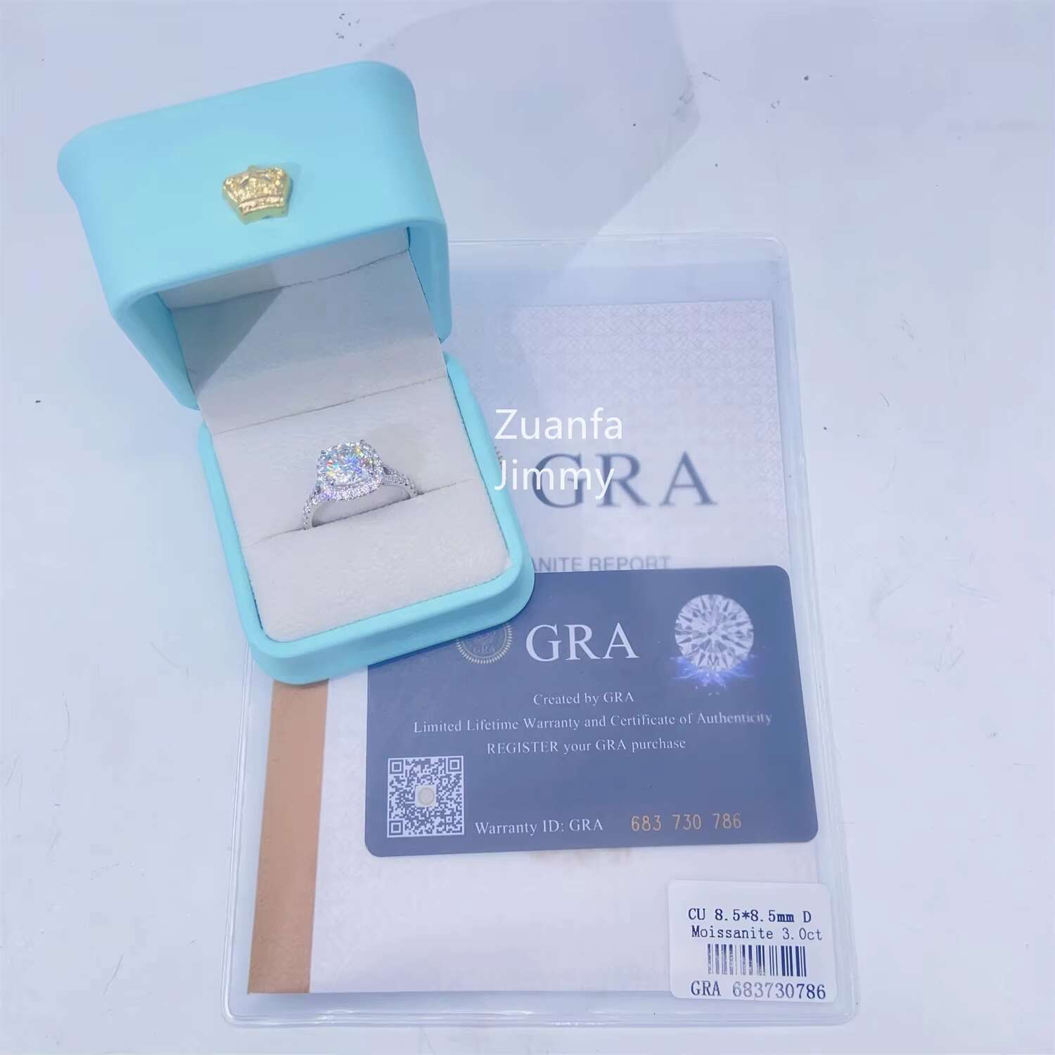10K White Gold 3.00ct Cushion Cut Colorless GRA Moissanite Engagement Ring Handmade Pave Set Hidden Halo Wedding Ring