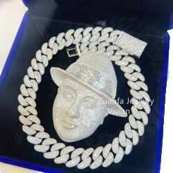 Sterling Sier Moissanite Dia Custom 3D Pendant - Iced Out Hip Hop Jewelry for Men & Women