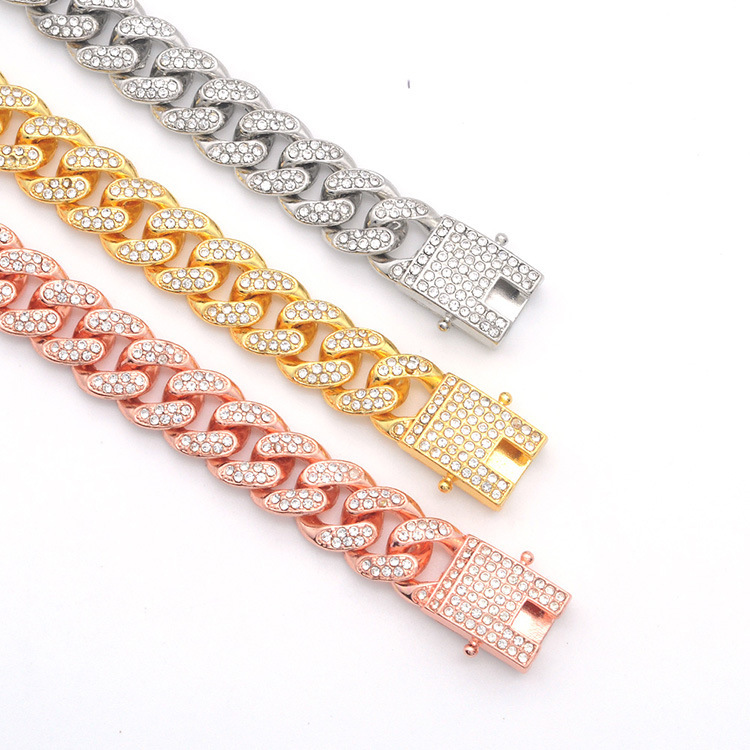 3D Micro-Paved Full-Coverage Diamond Cuban Link Bracelet, Hip Hop Streetwear Matching Couple Jewelry Gift for Men & Women - Unisex Luxury Urban Fashio