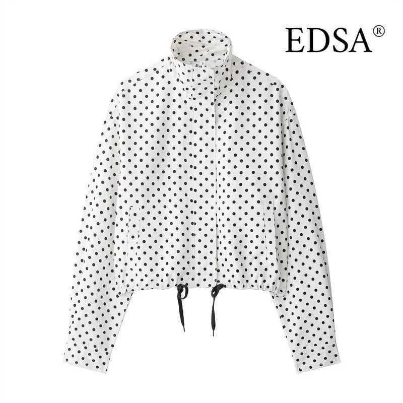 EDSA Women Polka Dot Jacket for Spring Autumn Side Zipper High Neck Casual Female Coat Outerwear J251124