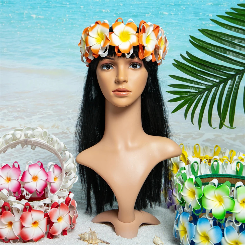 2025 Styles 64CM Artificial EVA Foam Plumeria Haku Leis Hawaii Styles Headband Hula Dance Hair Accessories 250420