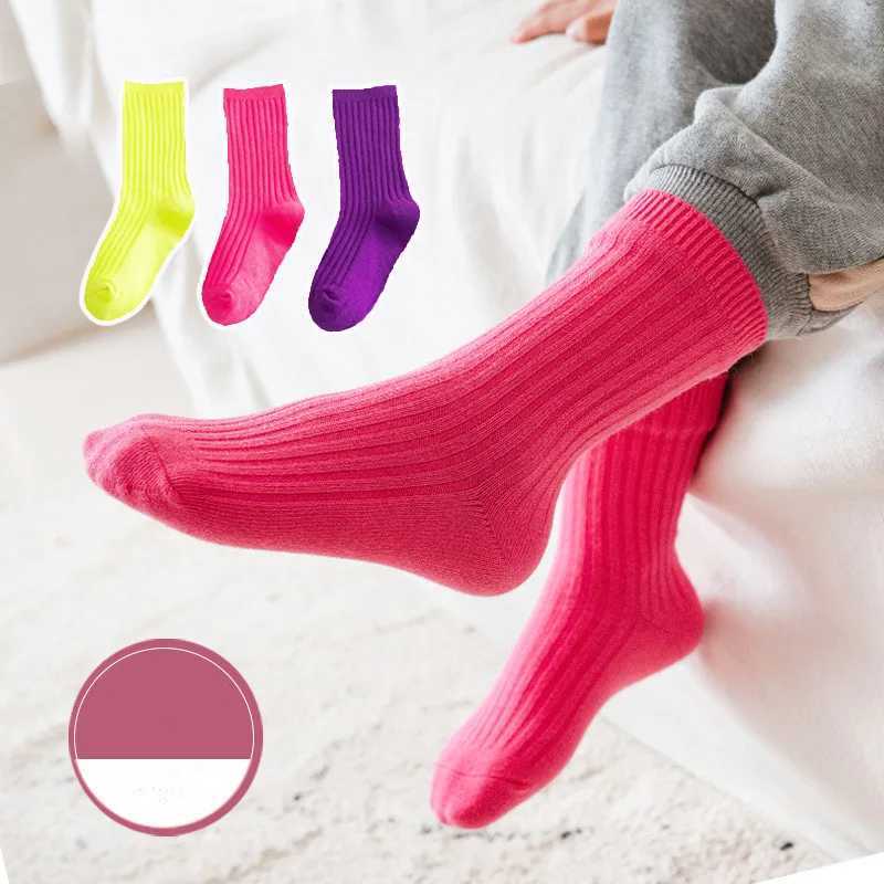 3 Pairs/lot 1 to 10 Years Autumn Winter Socks For Boys Neo Colors Socks On Girls Soft Cotton Students Socks Candy Colors G251124