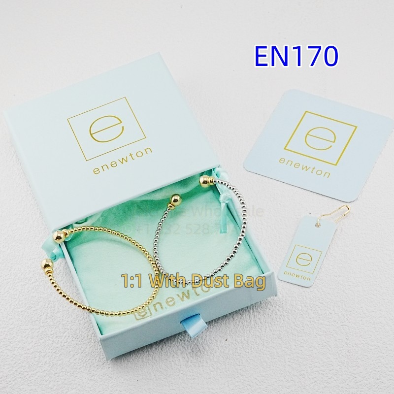 1:1 E-Newton Brand Gold Beaded Cross Bangles Jewelry Bijoux de Luxe Birthday Christmas Gift EN170