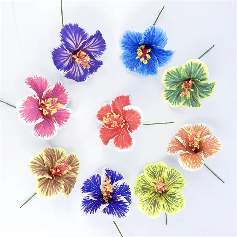 10Pcs Arrival Foam Hibiscus Flower Hair Pick Fashion Girl Hair Clip Headwear Womam Holiday Party Hair Accessories 250420