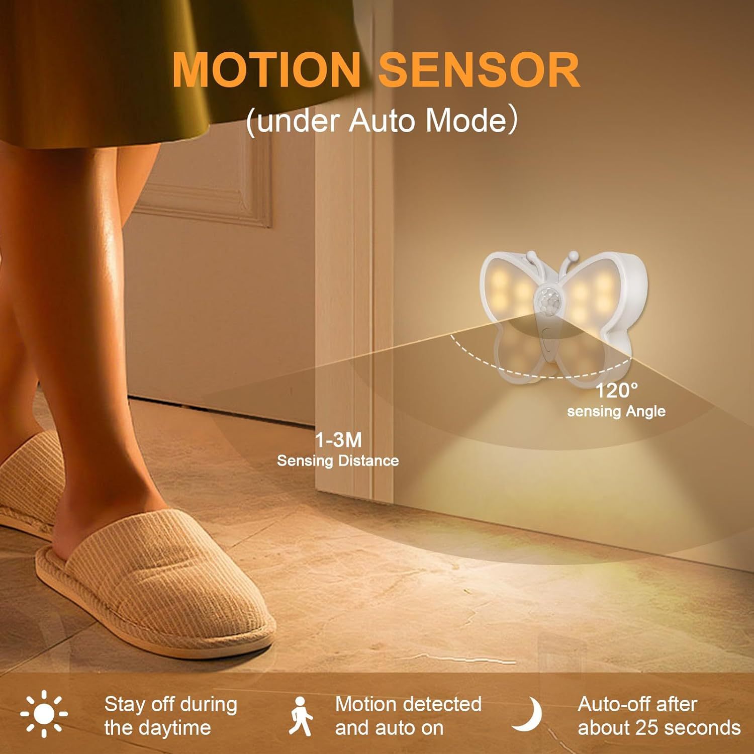 Motion Sensor Night Light 1200mah Rechargeable Magnetic Wireless LED Lamp 3 Color Temperatures for Hallway Stairs Bedroom