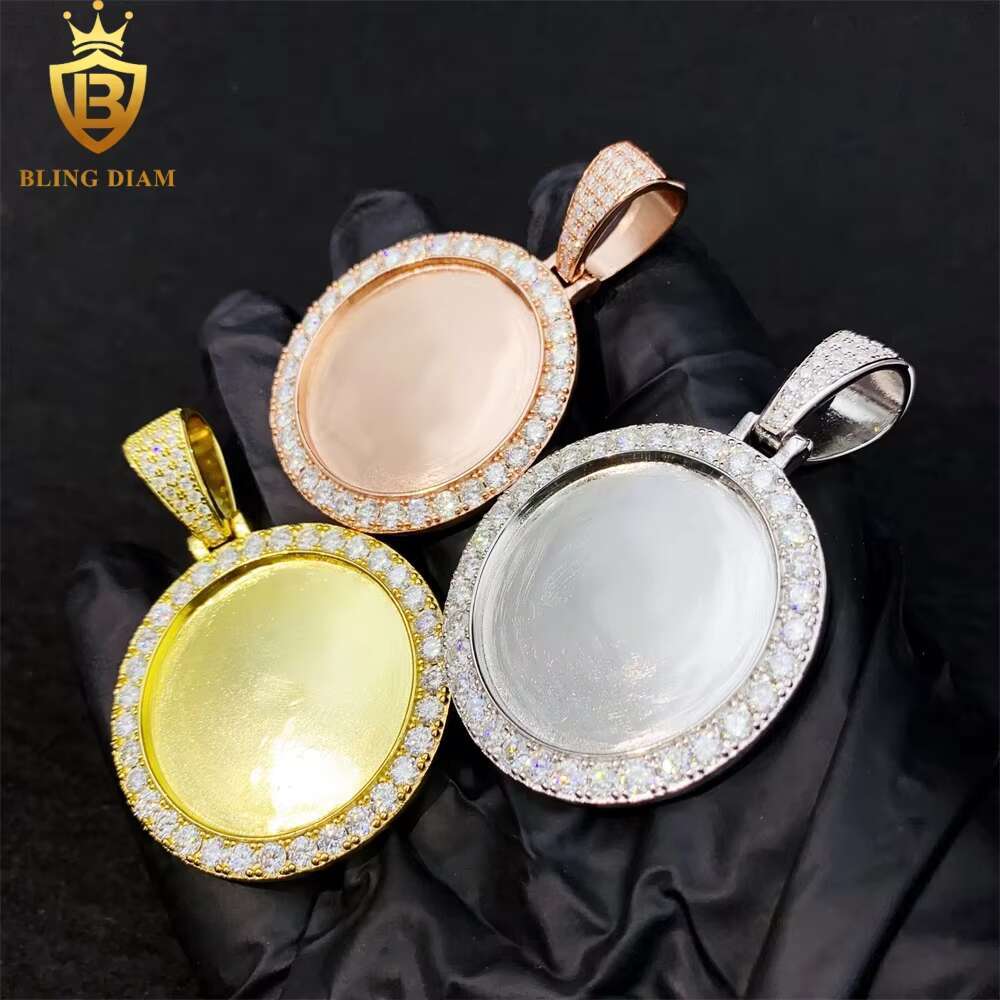 Blingdiam Fine Jewelry Custom Picture Memory Pendant Wholesale Vvs Moissanite Pass Diamond Tester 925 Sterling Silver
