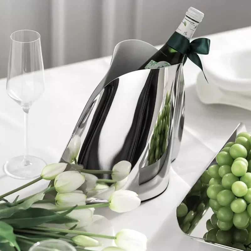 Luxury Mirror Stainless Steel Ice Bucket Vase Metal Champagne Bucket Suitable for Bar Family Restaurant Party Decoration C251124