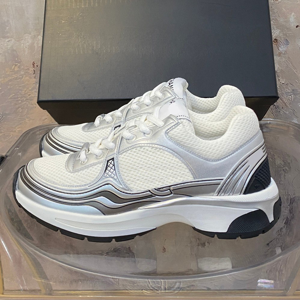 Designer sports shoes luxury shoes classic calf leather dad shoes nylon printed embroidery Women fashion platform lace up running shoes