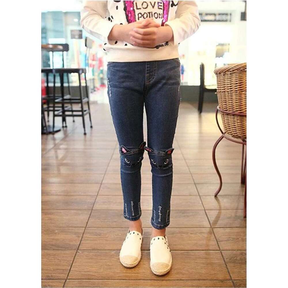 IENENS Children Infants Girls Casual Denim Long Pants Child Baby Girl Jeans Clothes Fashion Kids Skinny Trousers Prints Clothing