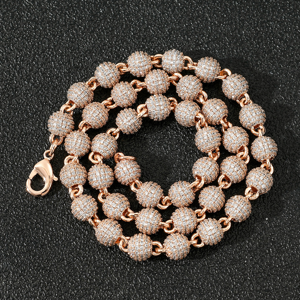 Fashion luxury jewelry necklace 8mmVVS bead necklace, clavicle chain, Moissanite necklace, unisex trend necklace delivered free of charge.