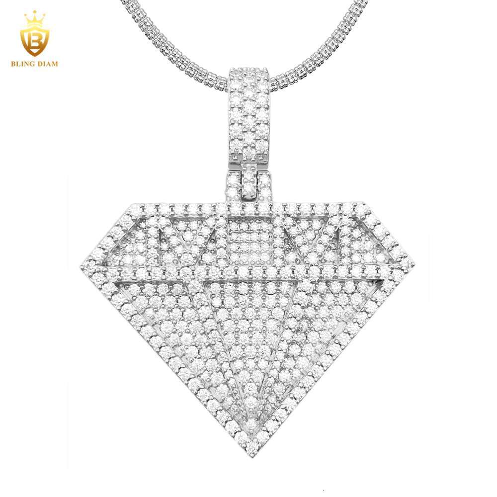 Unique Fashion Jewelry Hip Hop Style Necklace 925 Sterling Silver Vvs Moissanite Diamond Pendant Iced Out