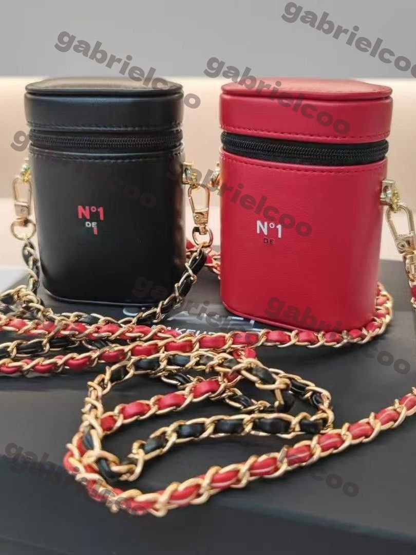 Designer Bags Christmas gift Women's Black Red Chain Detail Bucket Bag - Chic Quilted Crossbody Bag for Daily Use