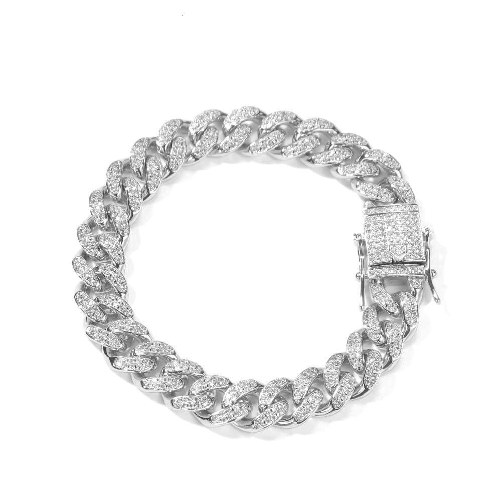Fashion Iced 10mm Cuban Link Chain Necklace Bracelet Trendy Hiphop CZ Cubic Zirconia Diamond for Women Men Wholesale Brass