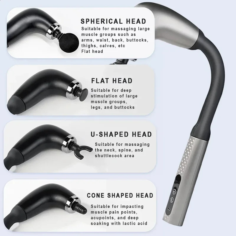 Long-Handle Portable Fascia Gun Handheld Deep Tissue Massager Adjustable Speed Percussion Massager for Body Neck Back Leg 250424
