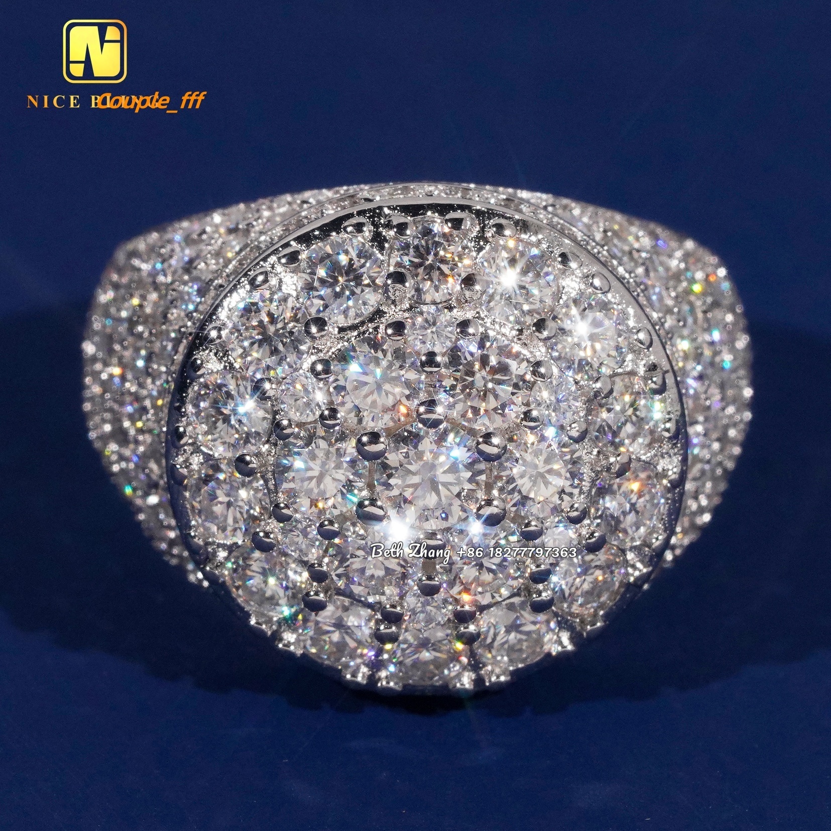 Hip Hop Fashion Rings VVS Moissanite Diamond Engagement Rings 925 Silver Men Jewelry Iced Out Pinky Rings Pass Diamond Tester