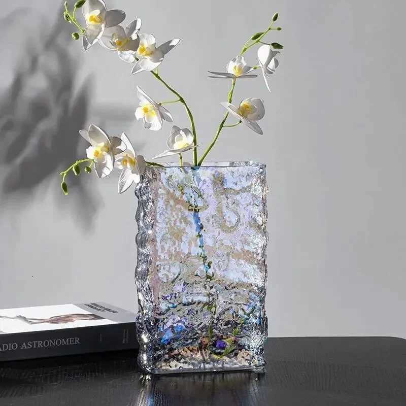 Nordic Glacier Flower Vase Transparent Hydroponic Glass Luxury Clear Vases For Table Centerpieces Wedding Living Room Decor C251124