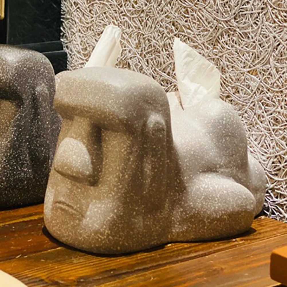 Moai Design Retro Tissue Box Cover Household Napkin Holder Bedroom Decor Paper Towel Dispenser Novelty Case For OfficeM251124