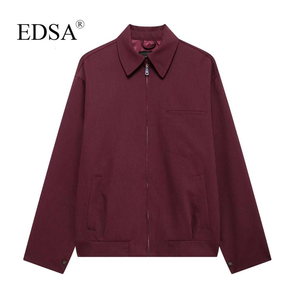 Designer Clothes EDSA Women Vintage Loose Zipper Lapel Bury Color New Autumn Fashion Versatile Street Outwear Jacket