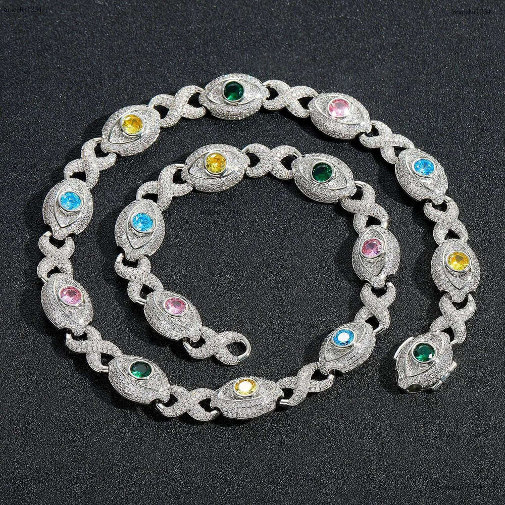Luxury designer Hip Hop Colored Eyes Cuban Chain Ice Out VVS Moissanite Necklace Bracelet Men Women FREE shipping