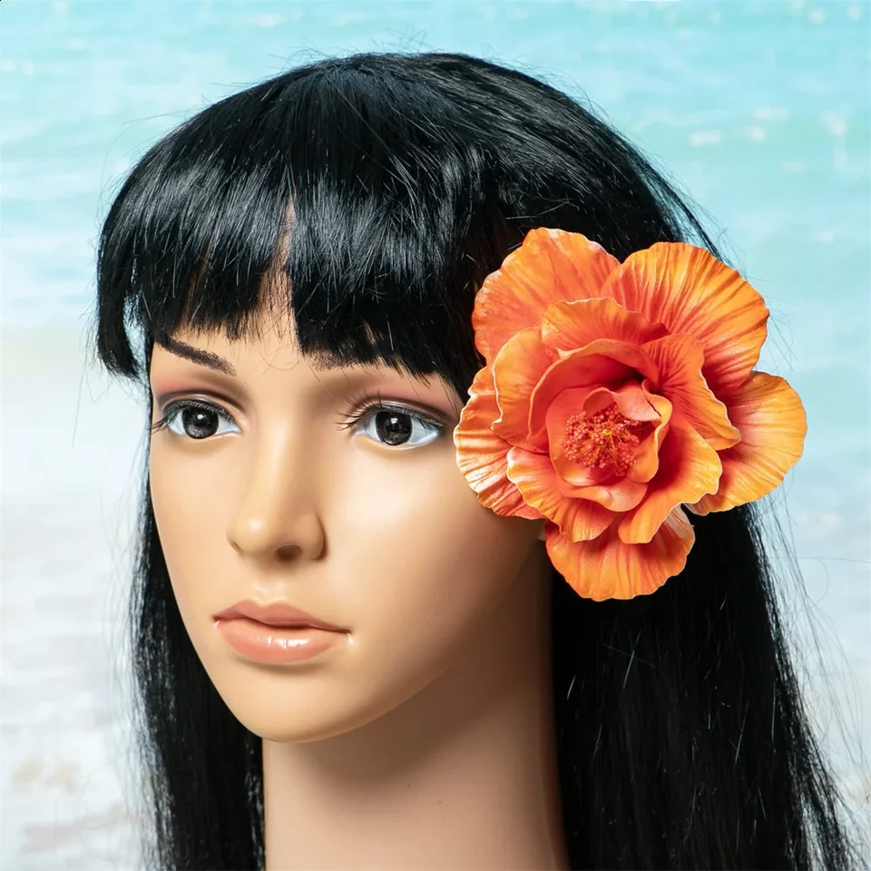 12CM Mixed 10 Colors Hawaii Style Multilayer Hibiscus Hair Flower Ear Side Stick for Fashion Women Beauty Girl Party Gifts 250420