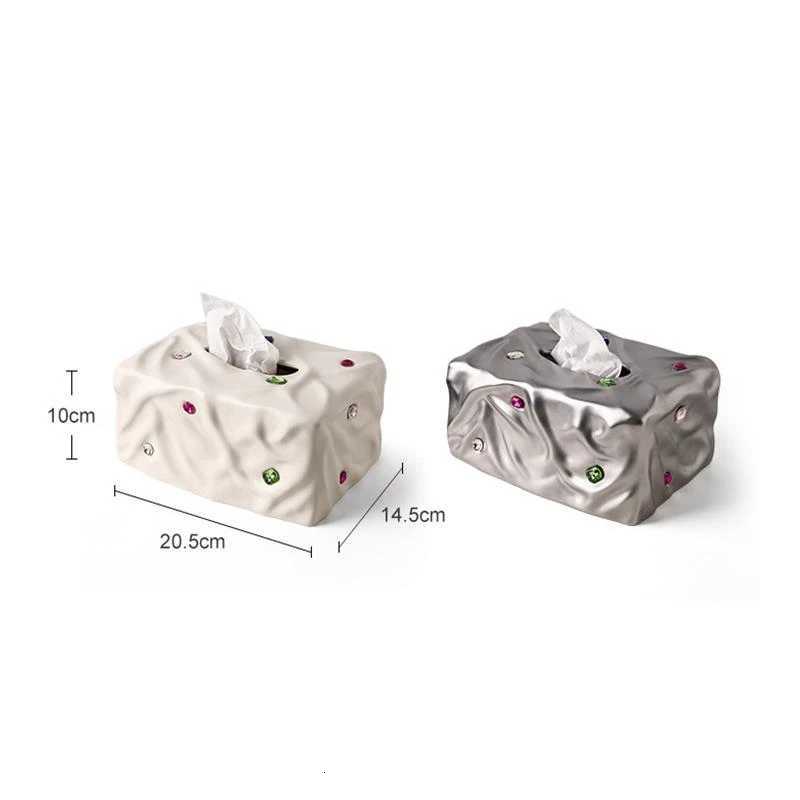 Ceramic Tissue Box Fold Pattern Colored Stone Silver Cardboard Paper Towel Holder Napkin Home DecoractionM251124