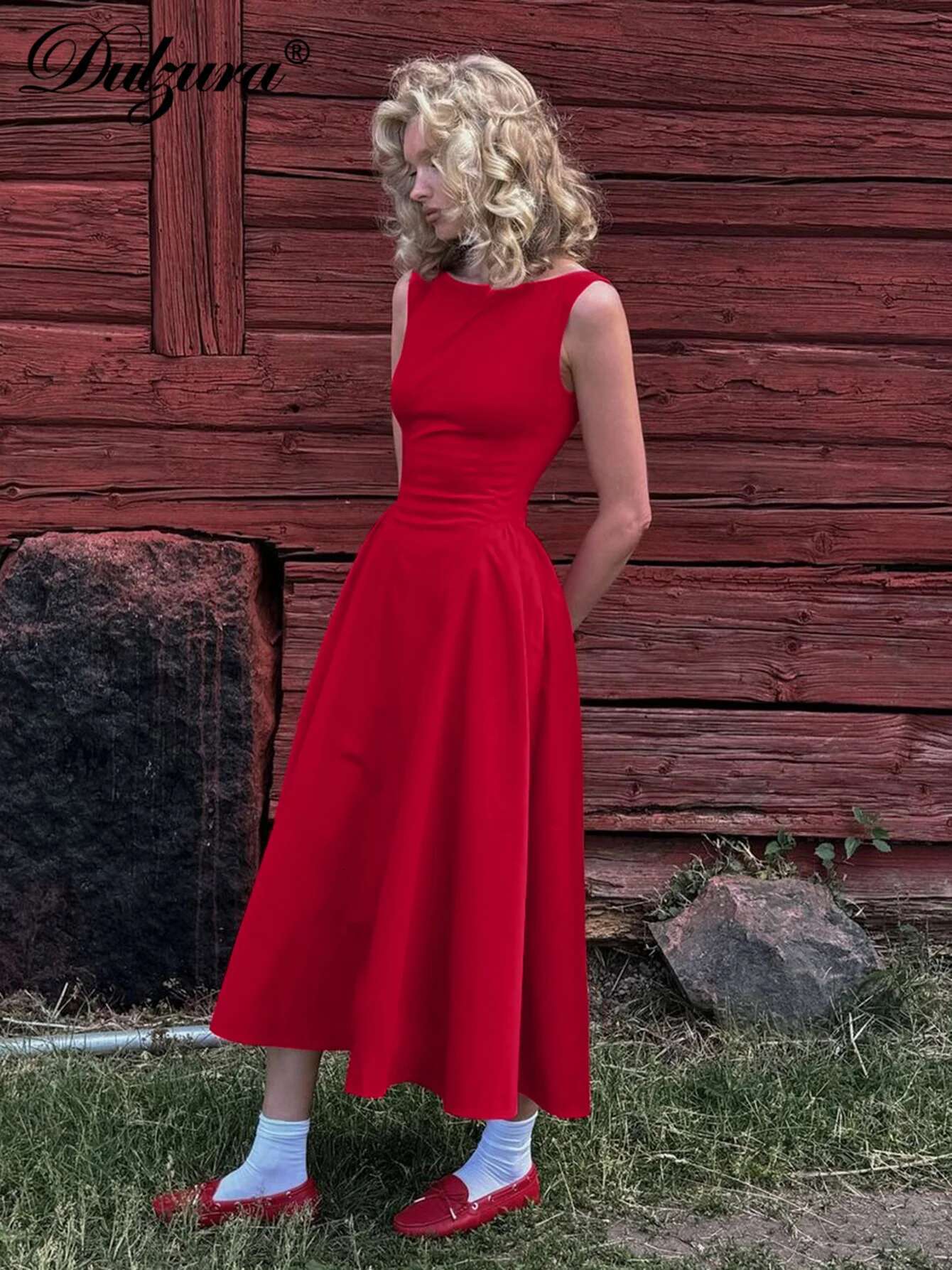 Dulzura Sexy Elegant Midi Dress Backless Solid Ruched Women Dresses Lady Evening Party Birthday Club Summer Y2k Clothes