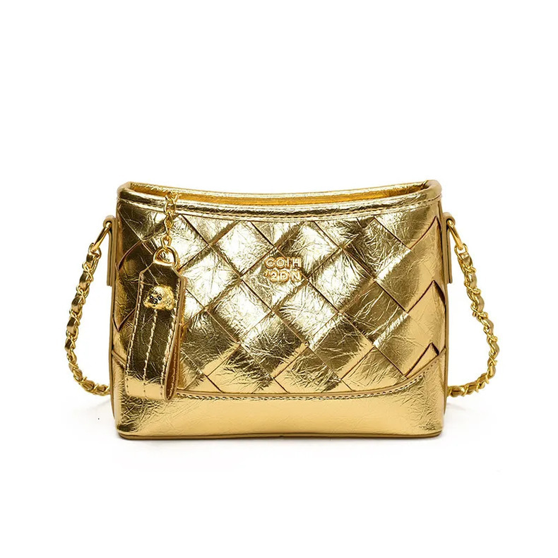 Luxury Brand Designer 2025 Autumn New Woven Chain Small Square High-End Fashion Niche Texture Women's Bag, Versatile Commuter Shoulder Crossbody 