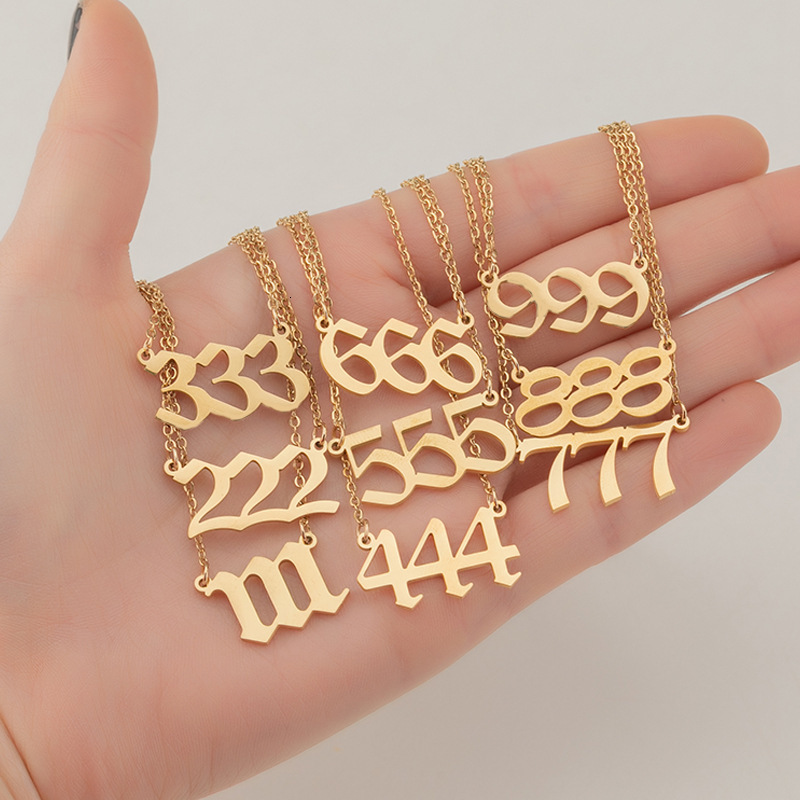 Top source stainless steel 000-999 pendant necklace, niche, light , angel, letters and numbers do not fade
