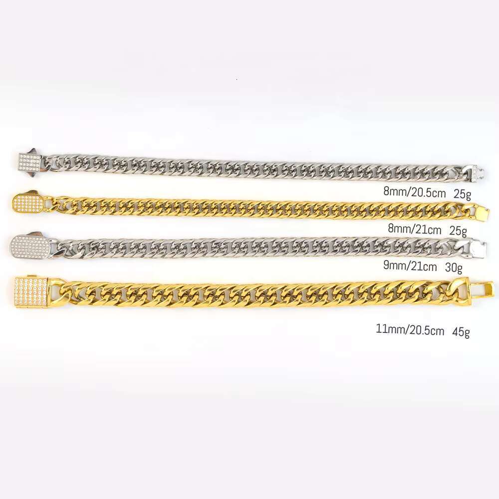 8mm Miami Cuban Moissanite Iced Out Clasp Stainless Steel Cuban Link Chain Bracelet Custom Cuban Bracelet for Men