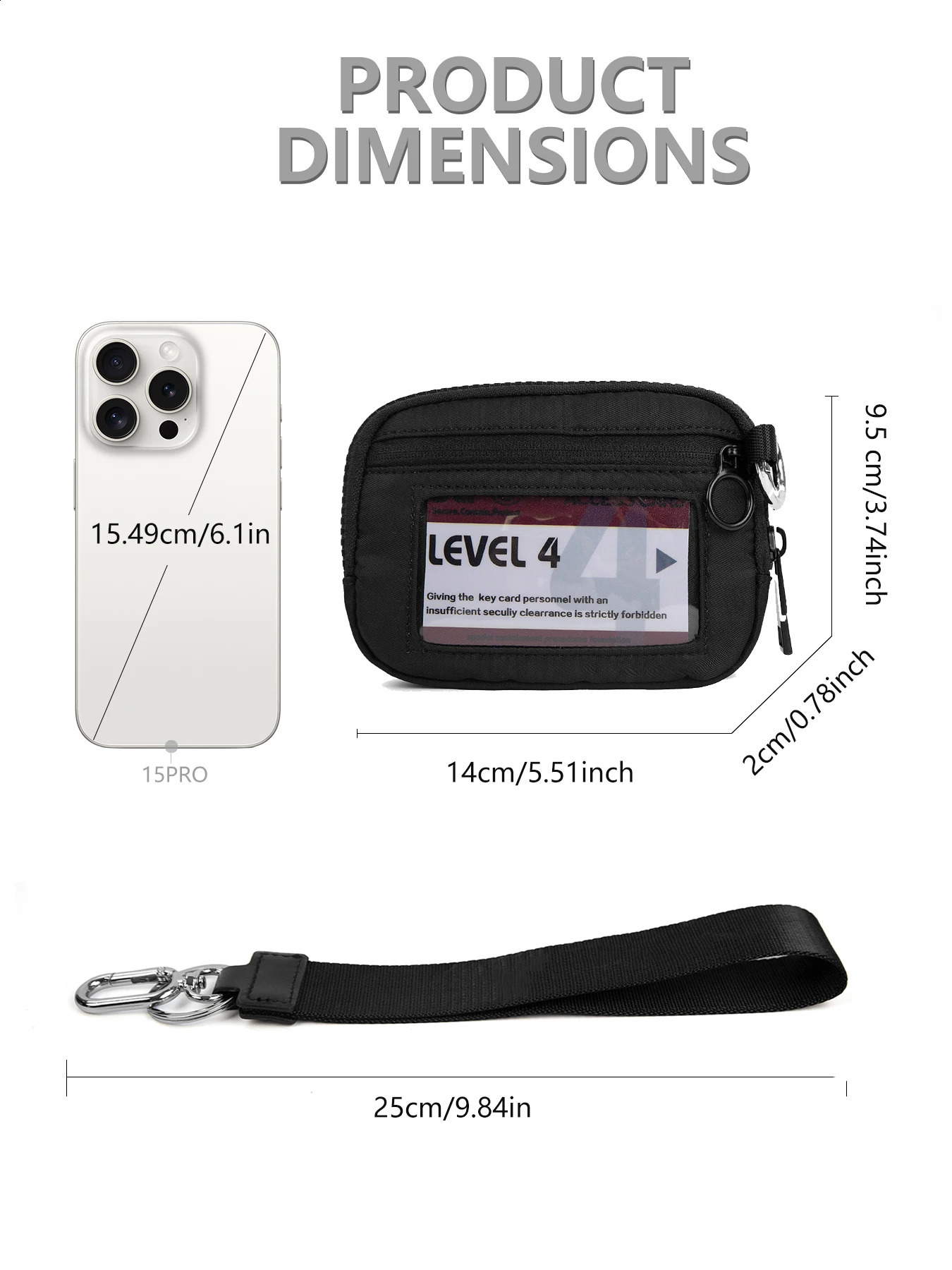 Womens Keychain Wallet The Iris Wallet Zip Waterproof Nylon Card Wallet Pouch Wristlet Zip Card Case with Clear ID Window R250424