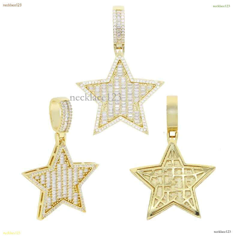 Zircon Star Pendant Necklace Hip Hop 5 point star Bg for Men women Fashion Simple jewelry
