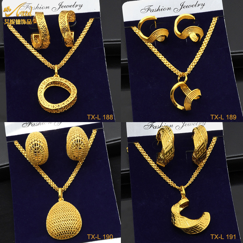 18k Gold Plated Jewelry Set for Women Wedding Italian Jewellery Sets Bride Necklace and Earrings African 241105