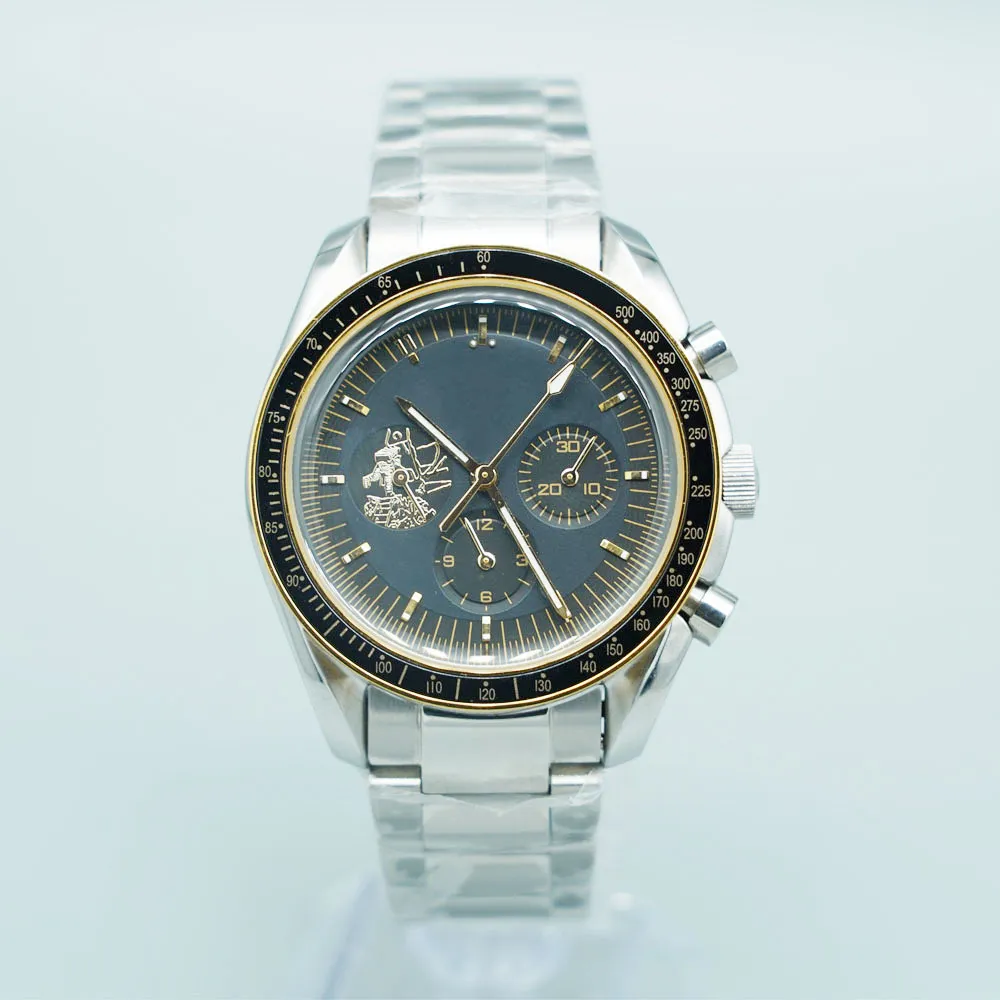 Luxury Men Watch Designer Automatic Mechanical Speed Racing Luminous Stainless Steel Black Leather Sport Mens Watches NO CHRONO Apollo 11 50th Anniversary