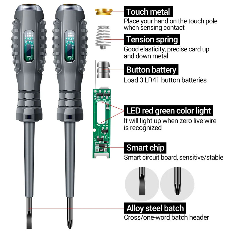 2Pcs/set Electrician Magnetic Test Screwdriver AC Non-contact Induction VoltageTest Pen Tester Word/Cross Screwdrivers Hand Tools
