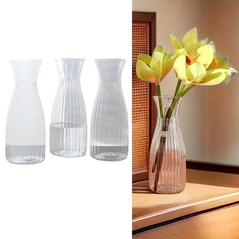 Nordic Transparent Plastic Vase Flower Arrangement Container Creative Hydroponic Plant Flower Vases Home Living Room Desk Decor C251124