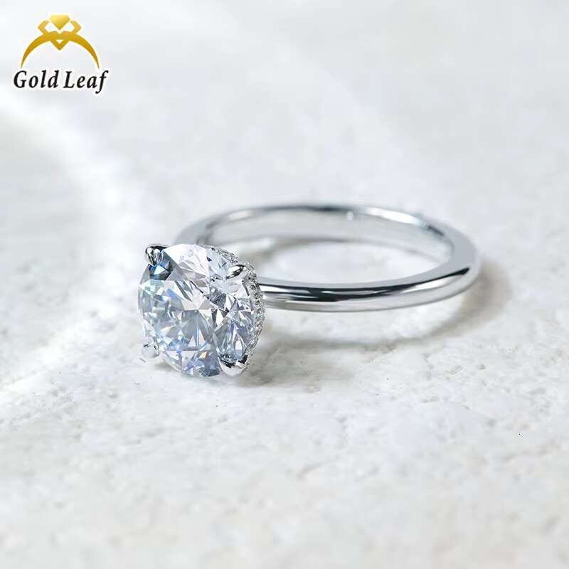 Real 14K Solid Gold Engagement Wedding Ring Custom D E F VS VVS Round Cut GIA IGI Lab Grown Diamond Rings