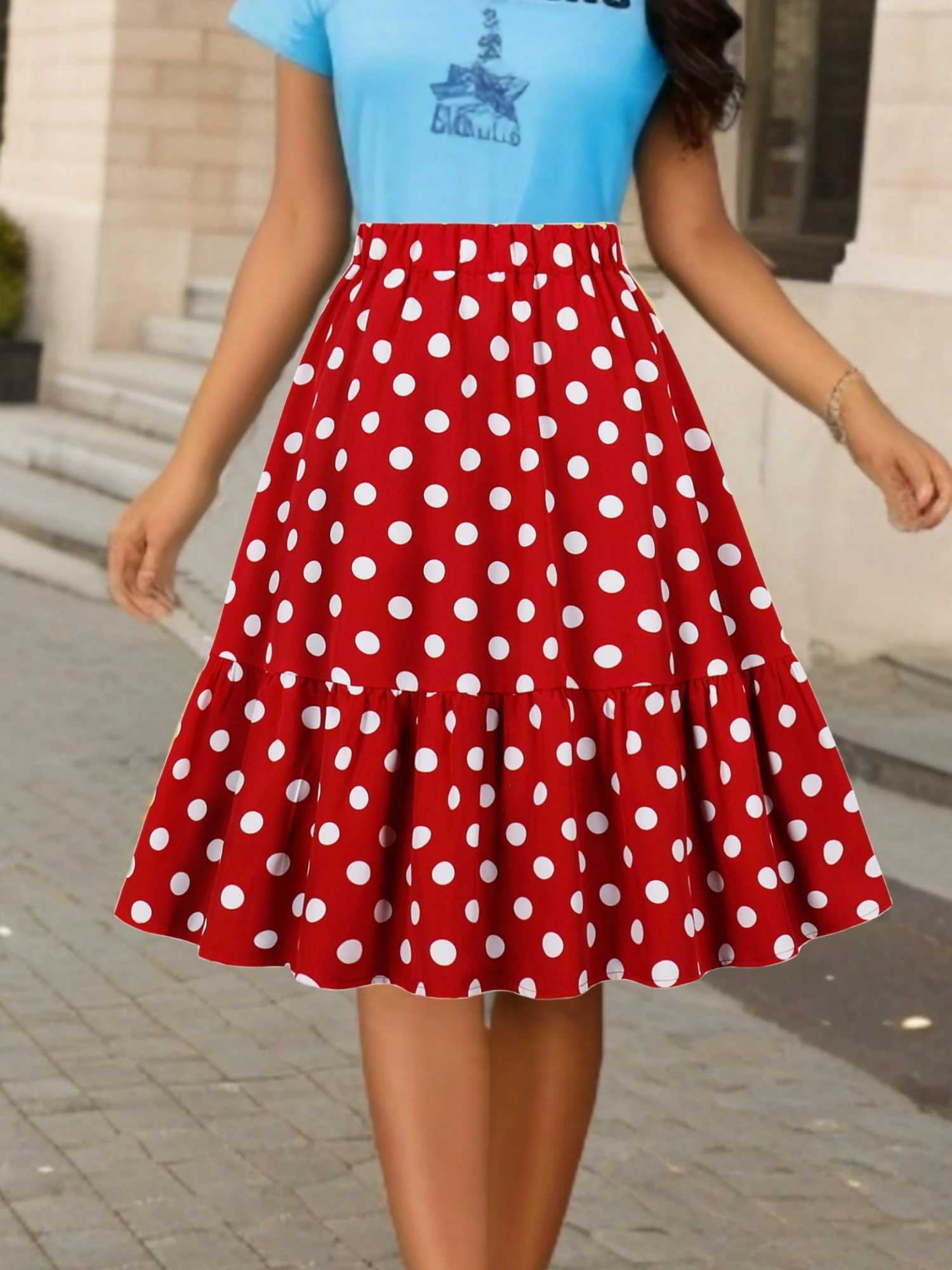 Elegant Floral Print Casual Party Elastic Waist Knee Length Womens Skiing M250424