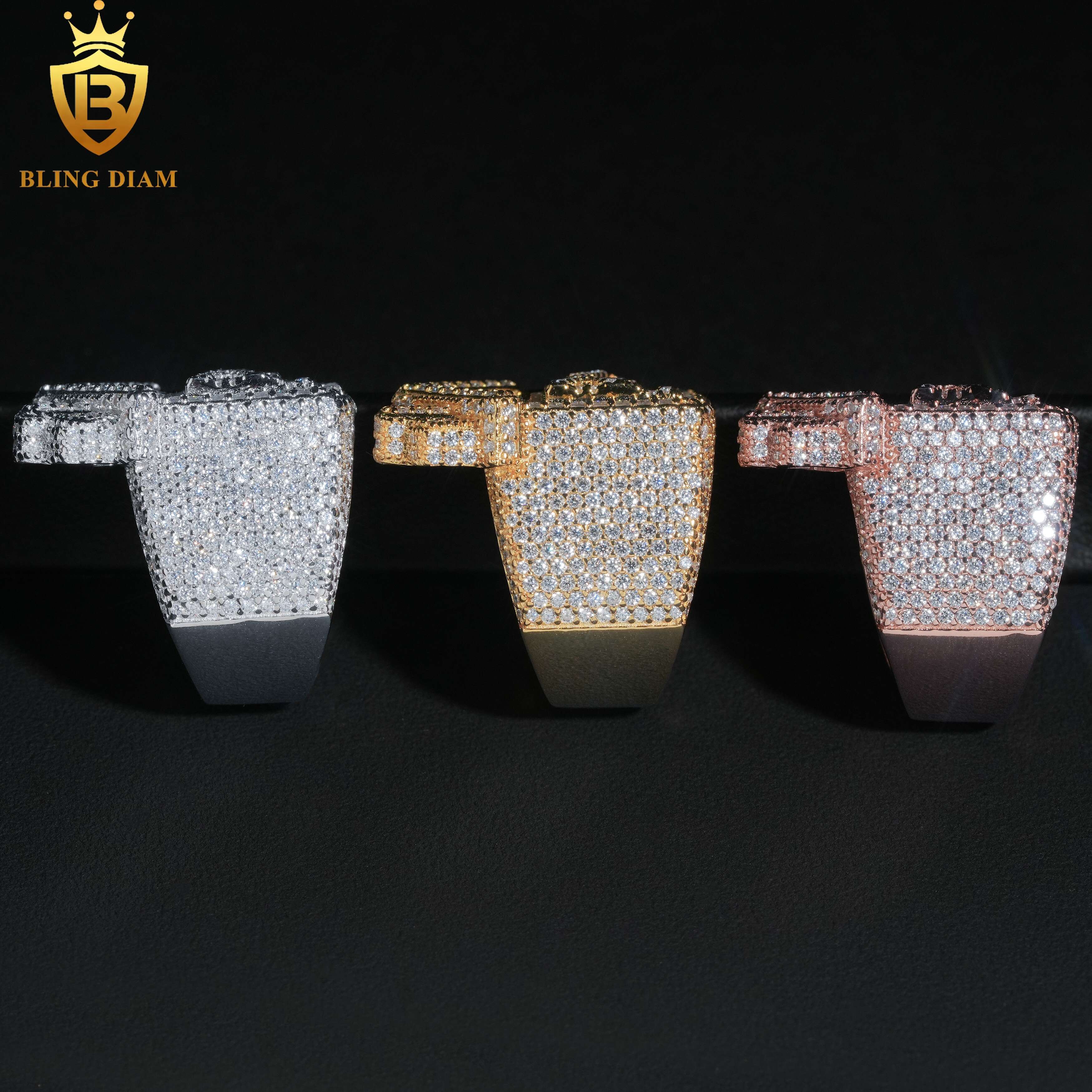 Hip Hop Style Jewelry Men Ring Fully VVS Moissanite GRA Certificate Iced Out 925 Silver House Rings