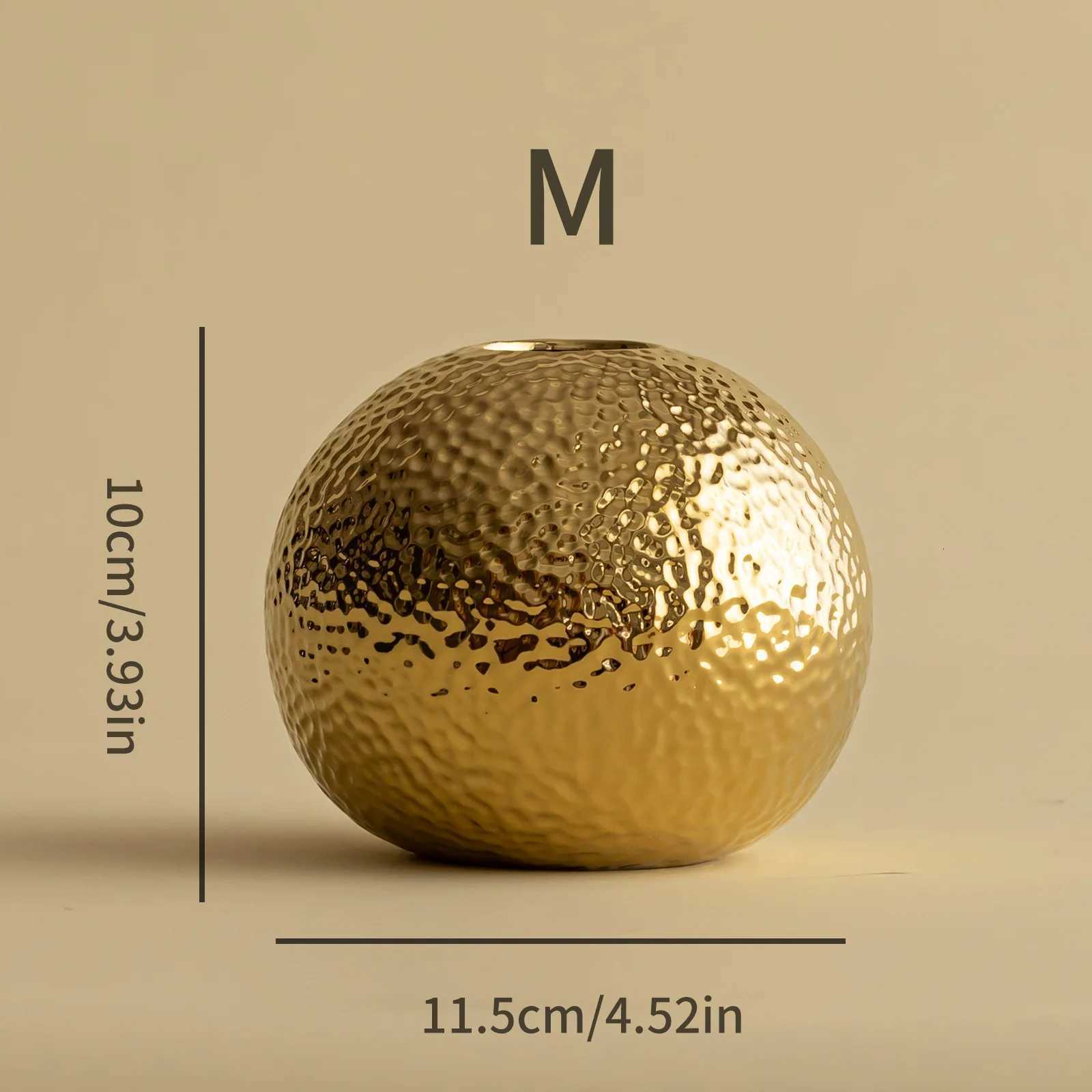Luxury Hammer Ball Ceramic Vase Dried Flower Arrangement Accessories Gold and Silver Vase Living Room Decoration Vases C251124