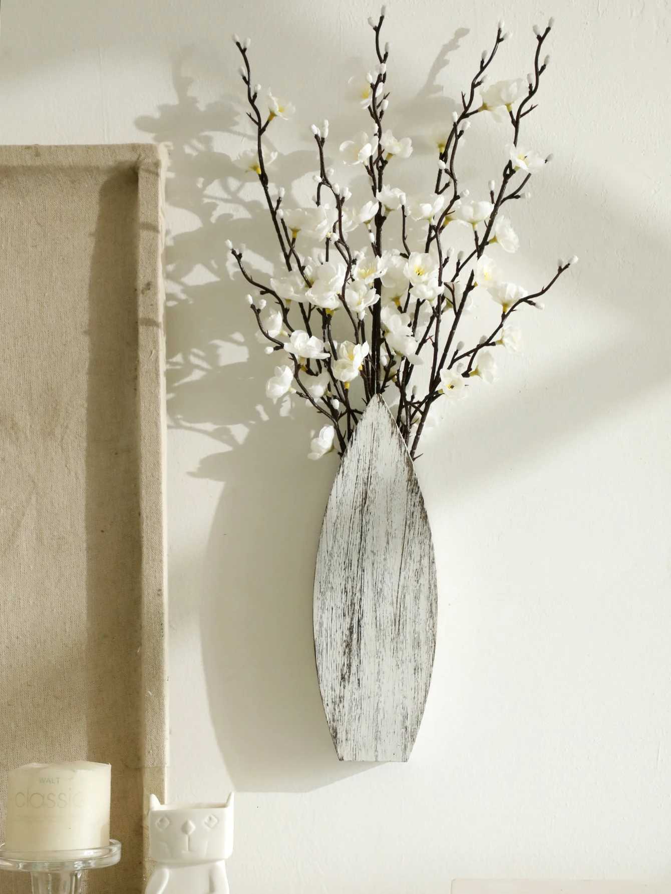 Nautical Wooden Vase Whale Tail Surfboard Design Blue White Decorative Planter for Dried Flower Coastal Boho Home Decor Gift C251124